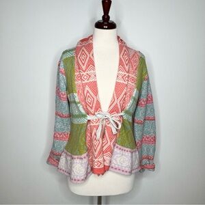 Sundance Gretchen Wool Blend Multicolor Tie-waist Patterned Women's Cardigan